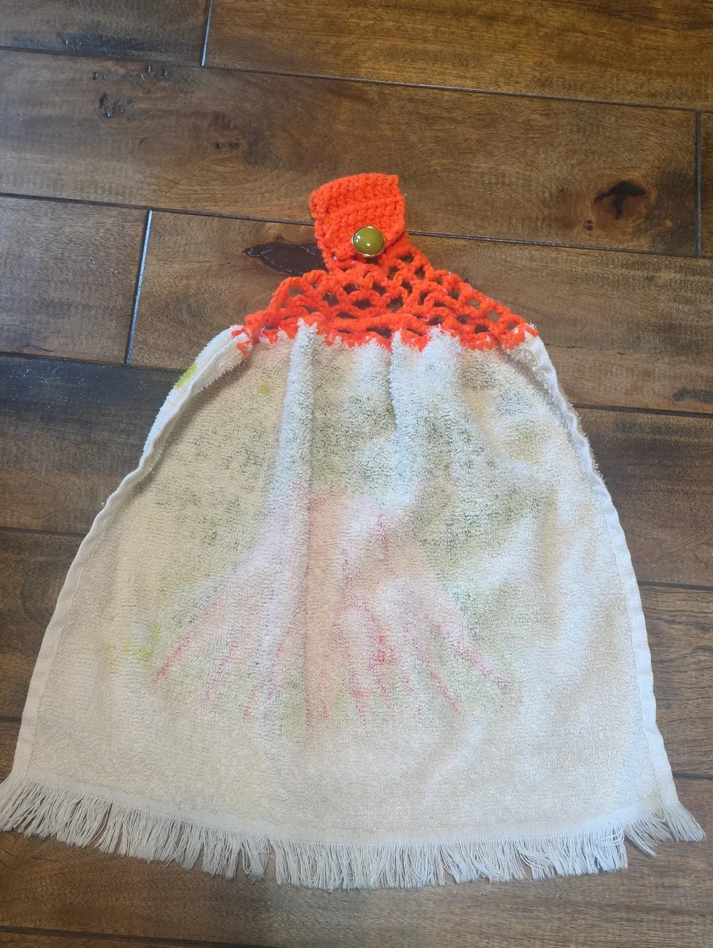 Set of 3 Vintage Kitchen Towels Crochet Top Vegetables Mushrooms Grannycore
